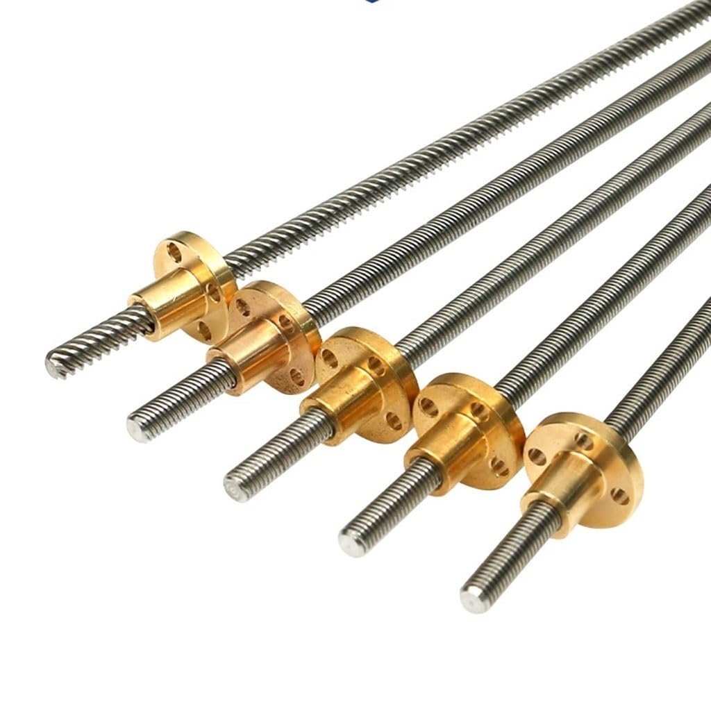 Printer Lead Screw,1pcs T6 3D Printers, Pitch 1mm 2mm Stainless Steel Trapezoidal with Copper Nut Length 100mm 150 200 250 300 350 550 600mm(550mm)(500mm)