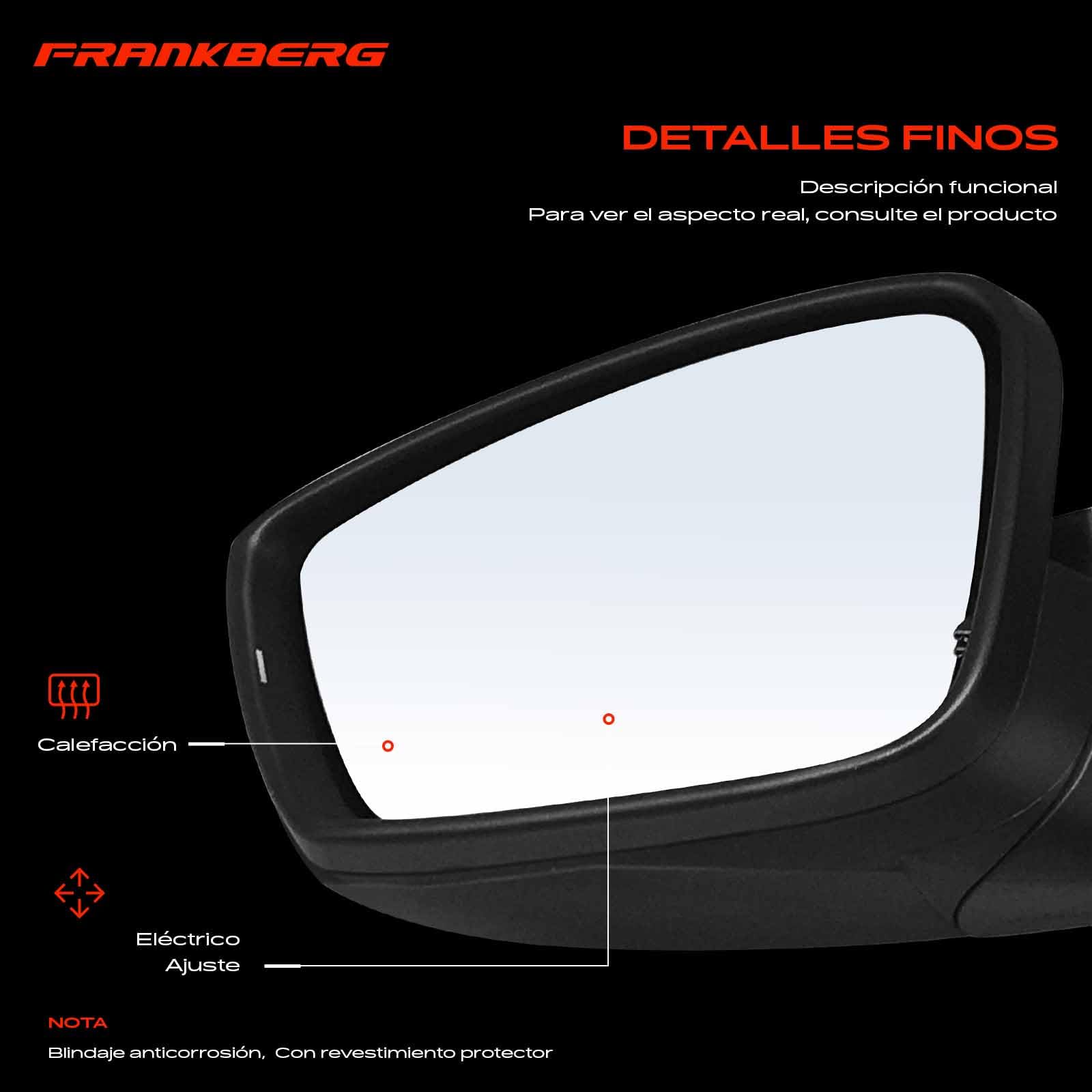 Frankberg Espejo exterior eléctrico izquierdo de 5 Polos 5JB857507A9B9