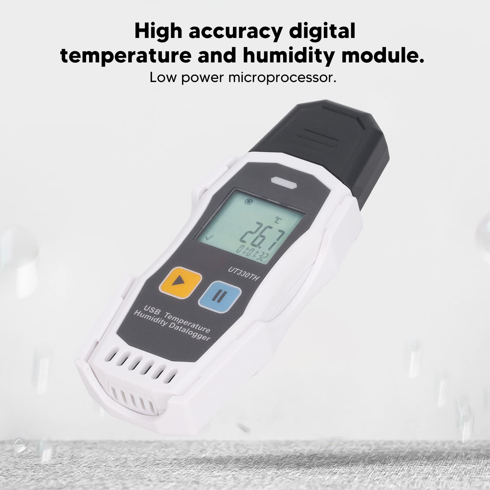 Changor Probador de Temperatura de Alta Precisión, Medidor de Humedad, Registrador de Datos para Laboratorios e Invernaderos, Diseño Impermeable ABS