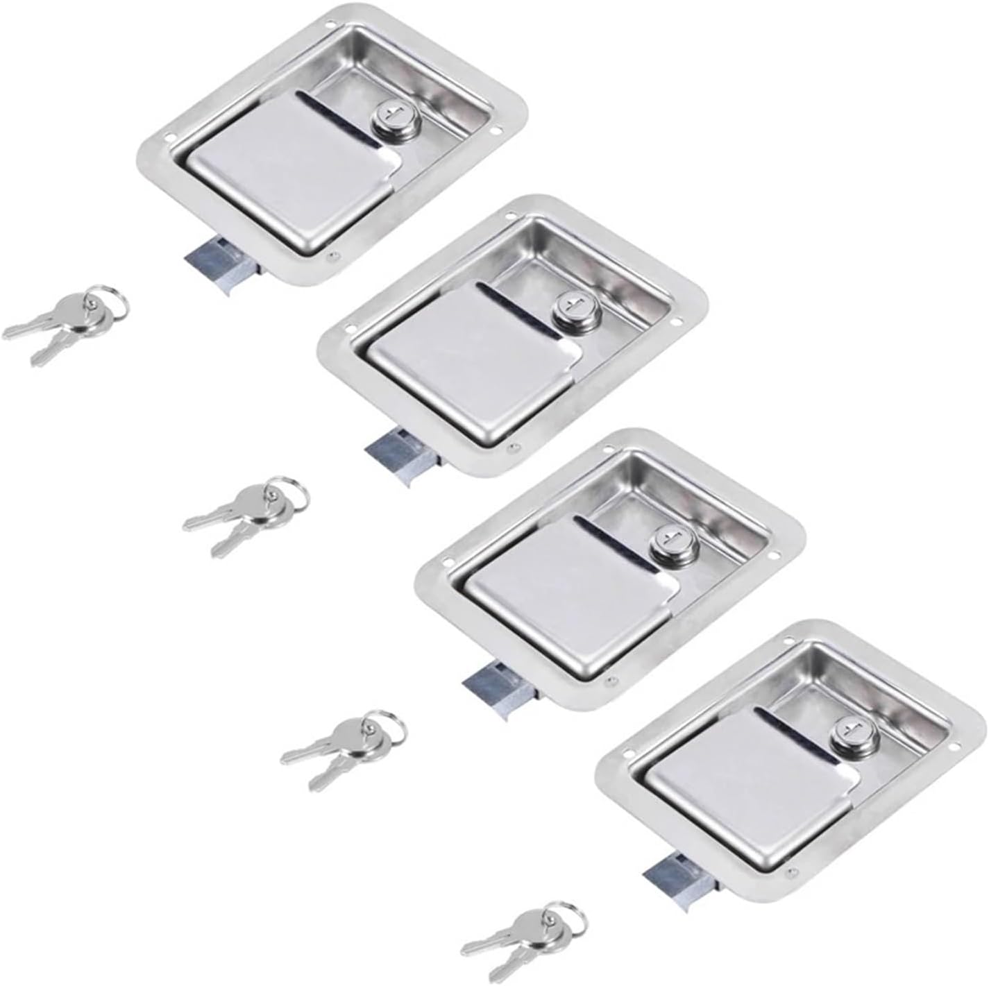 Hardware 4 Pack Stainless Steel Paddle Slam Latch with Lock & Key - Flush Single Point Handle for Door Trailer RV for Jeep