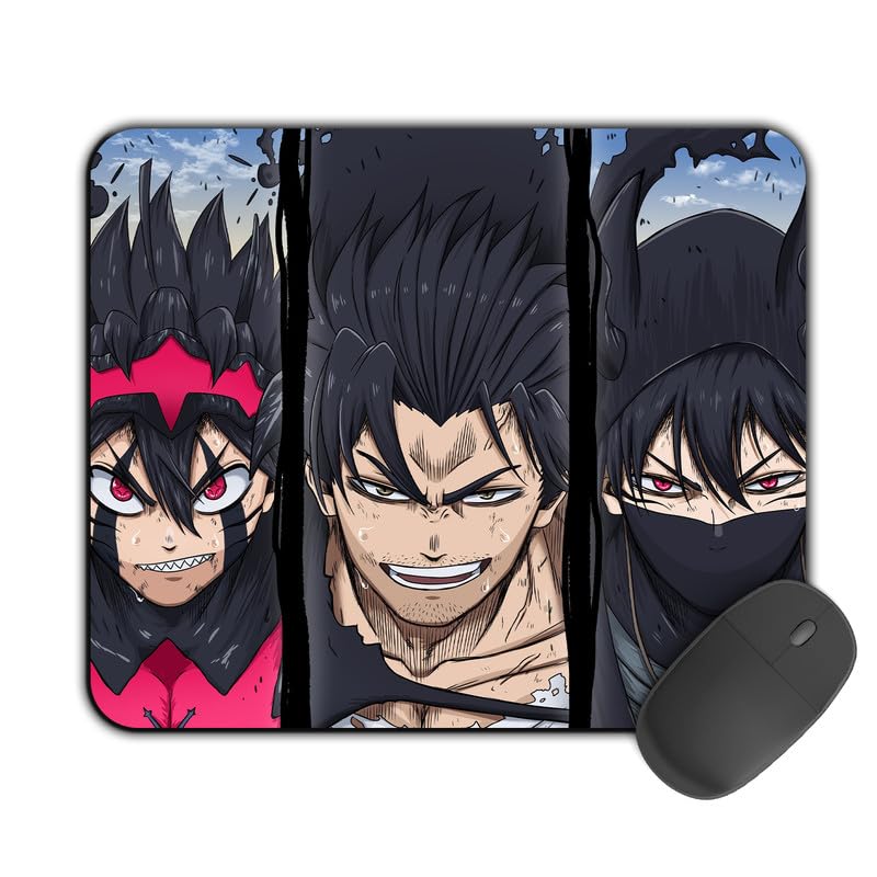 Image of Printed Design Mouse Pad Asta,Yami & Nacht (200MM X 240 X 3MM) Enhance Gaming and Work Performance Comfortable and Precise Non-Slip Water Proof Black Clover Mouse Pad.