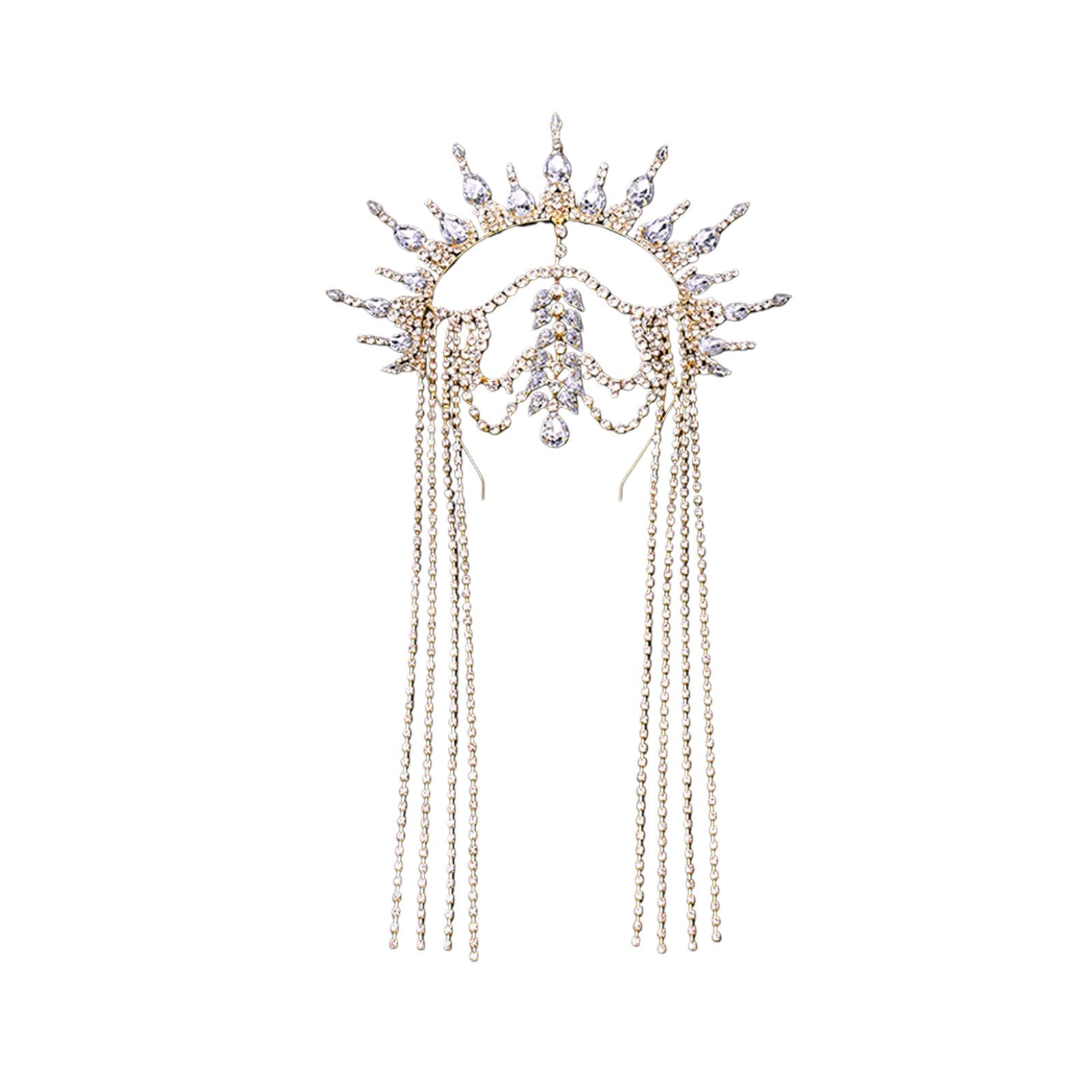 Cerchietto per capelli da festa, con strass scintillanti e nappe, da donna, per serate e occasioni formali, fascia per capelli con strass