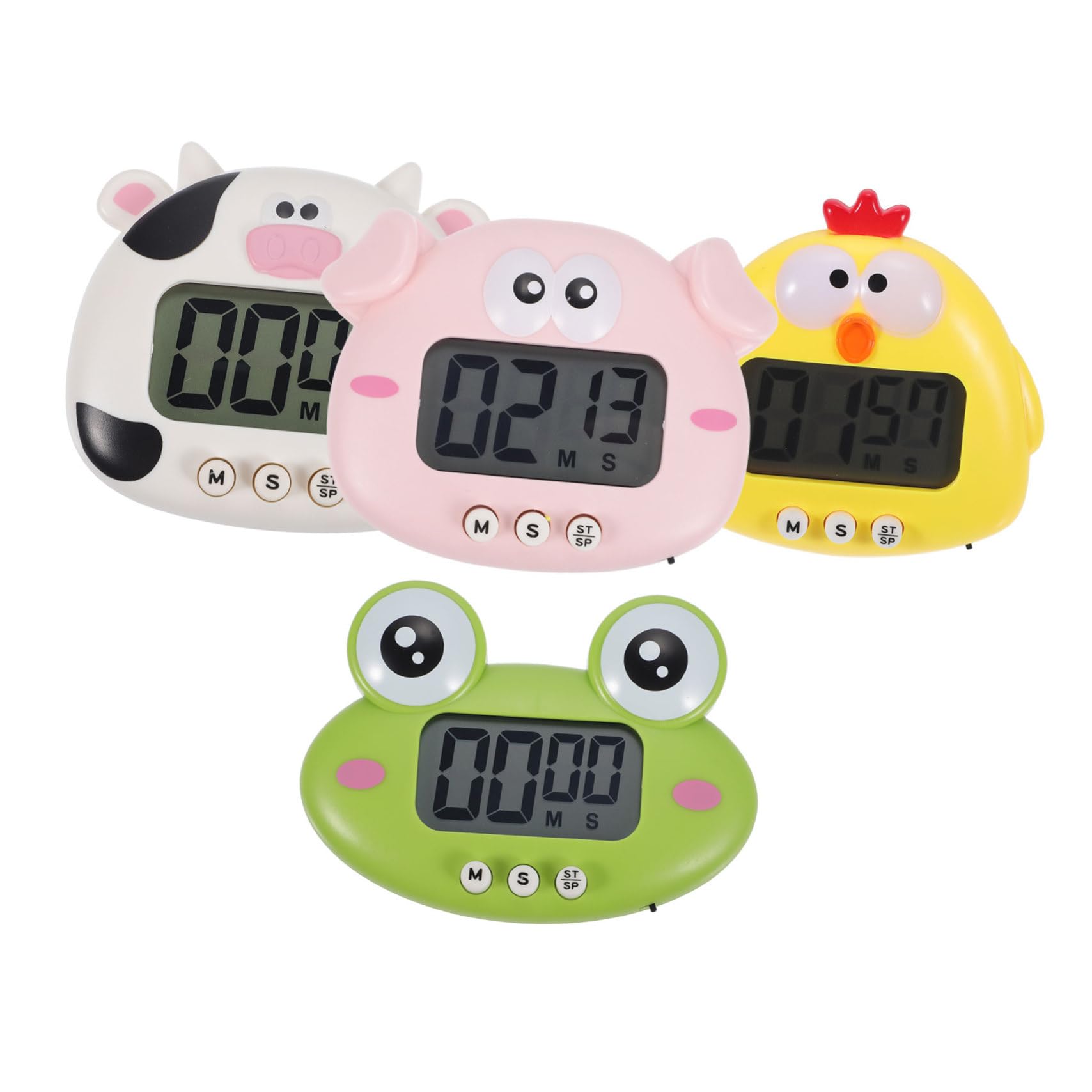 Alipis Minuteur Cuisine en Plastique 4 Pièces avec Dos Magnétique, Design Animaux Mignons, Portable et Léger pour Gestion Temps Maison