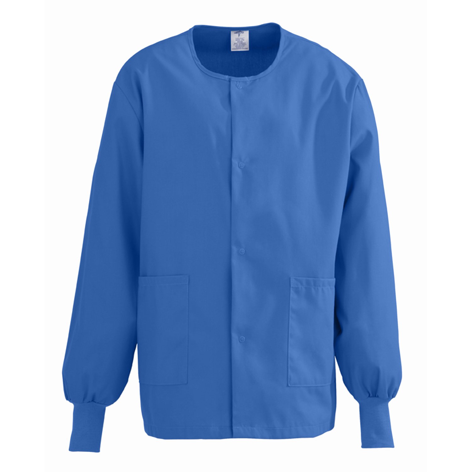 Medline 8832JRLXL ComfortEase Unisex Crew-Neck Warm-Up Scrub Jacket with Knit Cuff, Royal Blue, X-Large
