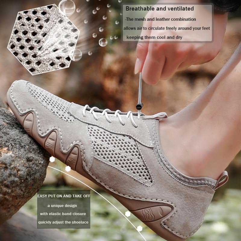 AngryMonkey Outdoor Mesh Trail Shoes for Hiking & Walking Men's Summer Breathable Italian Handmade Slip On Soft Suede Walking Flat Loafers2