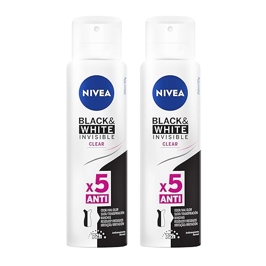 NIVEA Kit Desodorante Aerossol Black & White Clear 150ml - 2 Unidades, Nivea, pacote de 2
