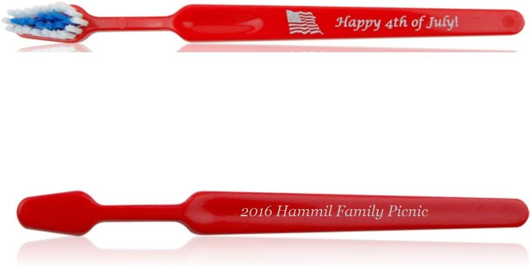 Personalized Happy 4th of July Child Toothbrushes - 72 Individually Packaged with Your Customization on The Back of The Handle - Kids' Delight for Independence Day!