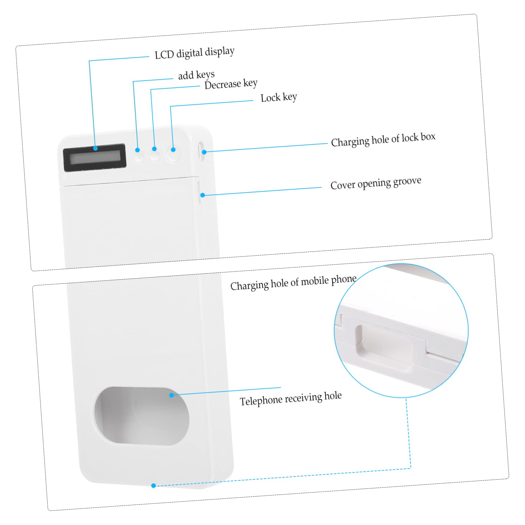 Housoutil Scatola Timer per Telefono Bianco in Plastica, Time Lock Box | Cellula e Mobile, Design Creativo, Uso Pratico, Lavorazione Fine, Abitudini Sane e Impiego Prolungato