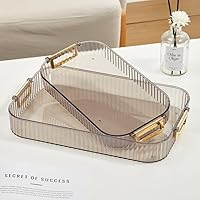 Vista 7 de TiLeMium - Bandeja de plástico para servir alimentos con asa, para fiestas, entretenimiento, rectangular, para frutas, aperitivos, galletas, cocina