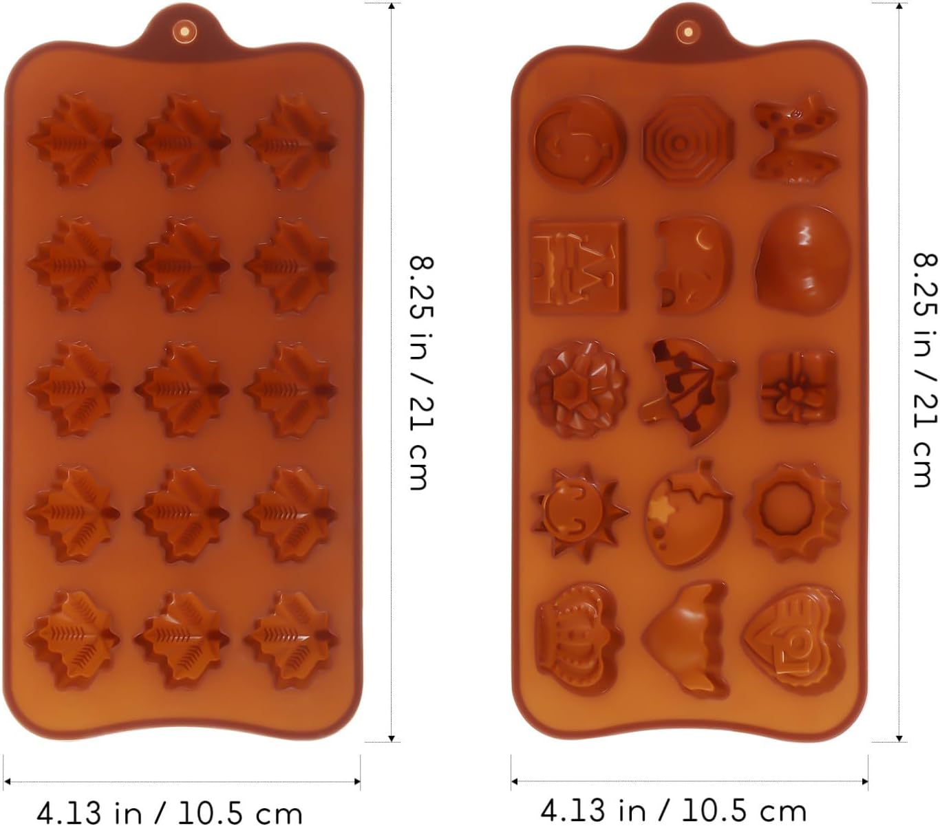 COLLBATH 6 Pcs Silicone Chocolate Molds for Baking with Maple Leaf and Cartoon Shapes Non-stick Food Grade Candy Moulds Reusable Cake and Candy Making Supplies