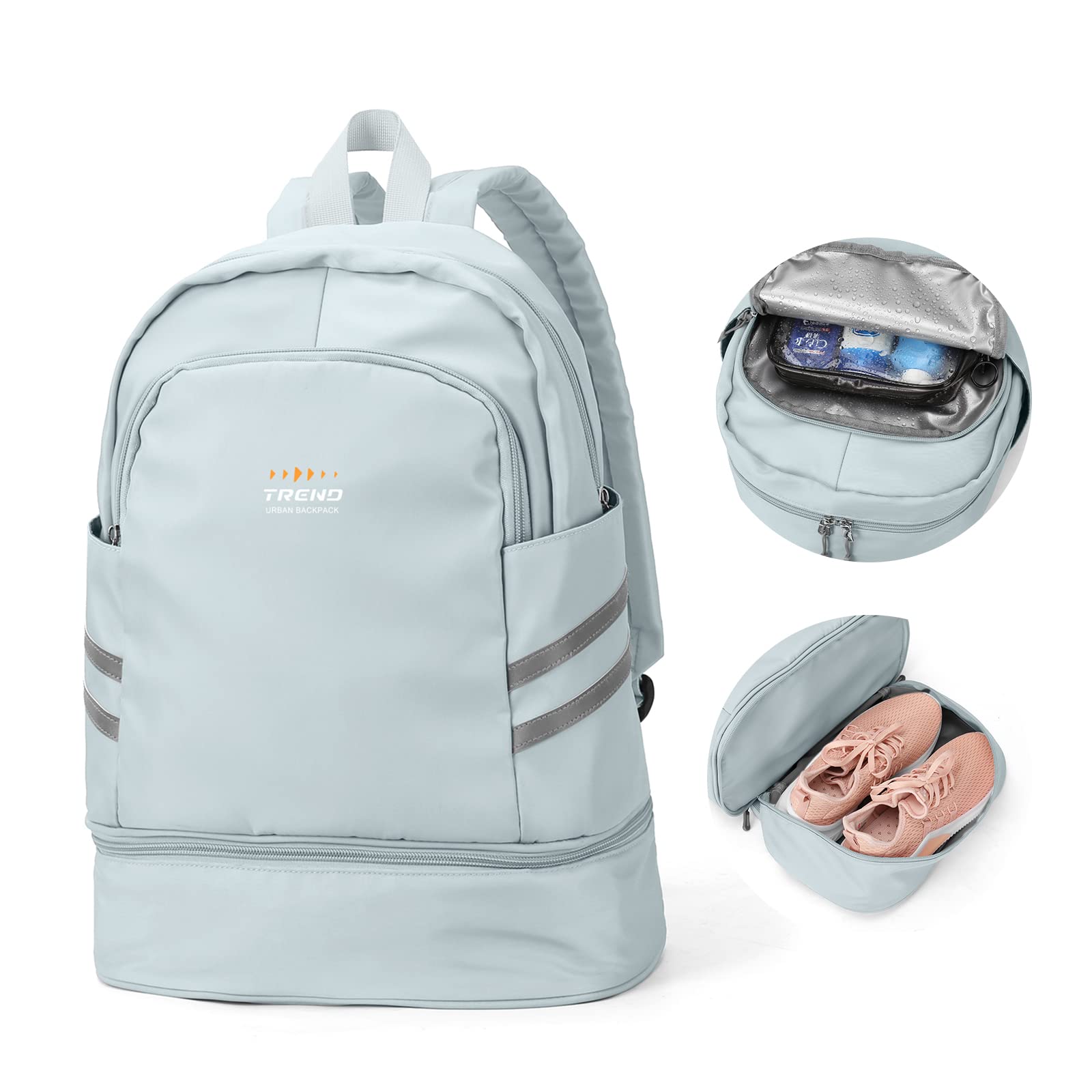 SZLX Sportrucksack für Frauen mit Schuhfach und Nasstasche Faltbarer Handgepäckrucksack Großer Reise-Laptop-Rucksack Wasserdichter Freizeitrucksack Sportrucksack Sporttasche für Schwimmen Yoga