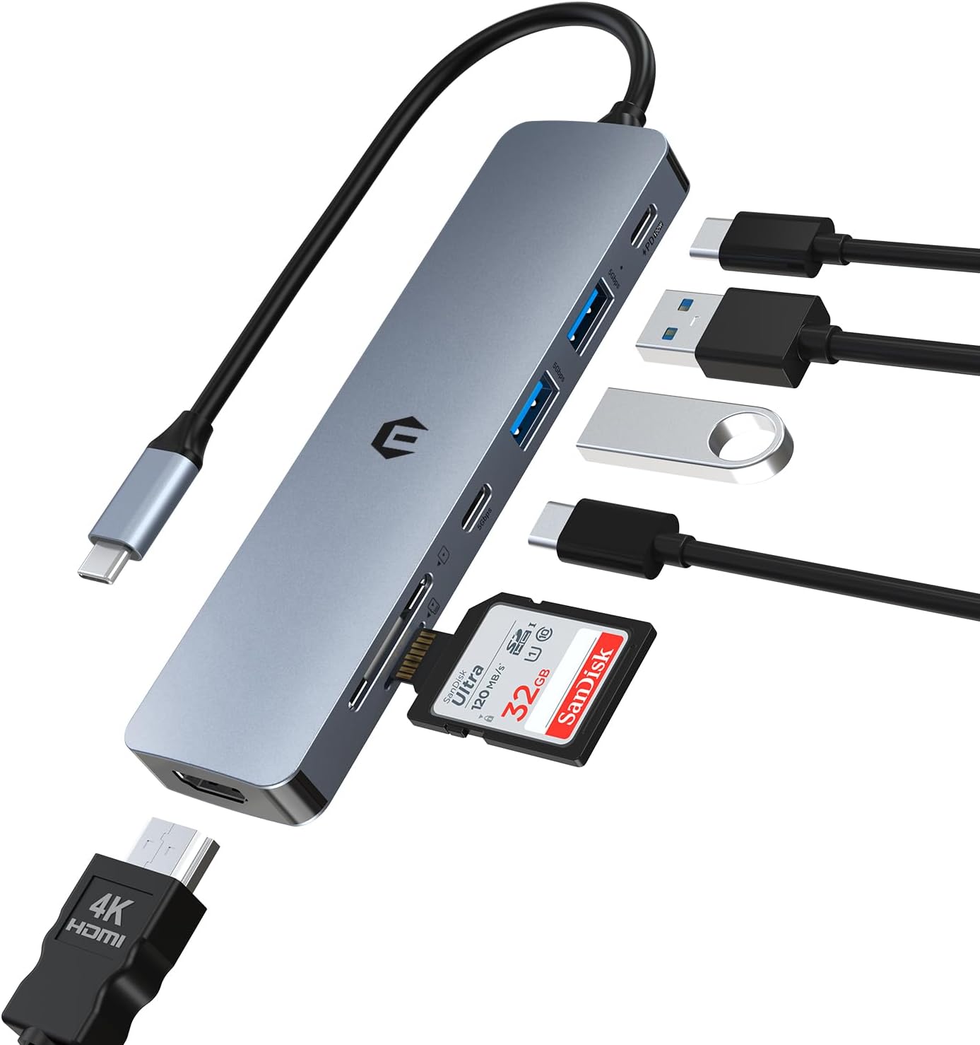 3-in-1 USB C HDMI Adapter - 4K HDMI, USB-A 3.0 & Ladefunktion Für Laptop & Smartphone