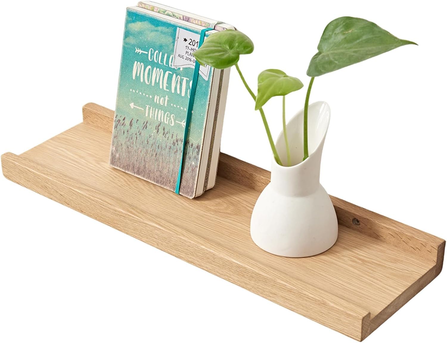Gieanoo Floating Shelf, 40cm Solid Oak Timber Wood Picture Ledge Shelf Wall mounted Spice Rack with lip design Display Shelf For Living Room, Kitchen, Bedroom, Bathroom