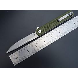 Eafengrow EF16 Folding Knife Flipper Ball Bearing Point D2 Blade G10 Handle with Pocket Clip Everday Carry Pocket Knife Liner Lock Camping Tactical Outdoor Multitool (Army Green)