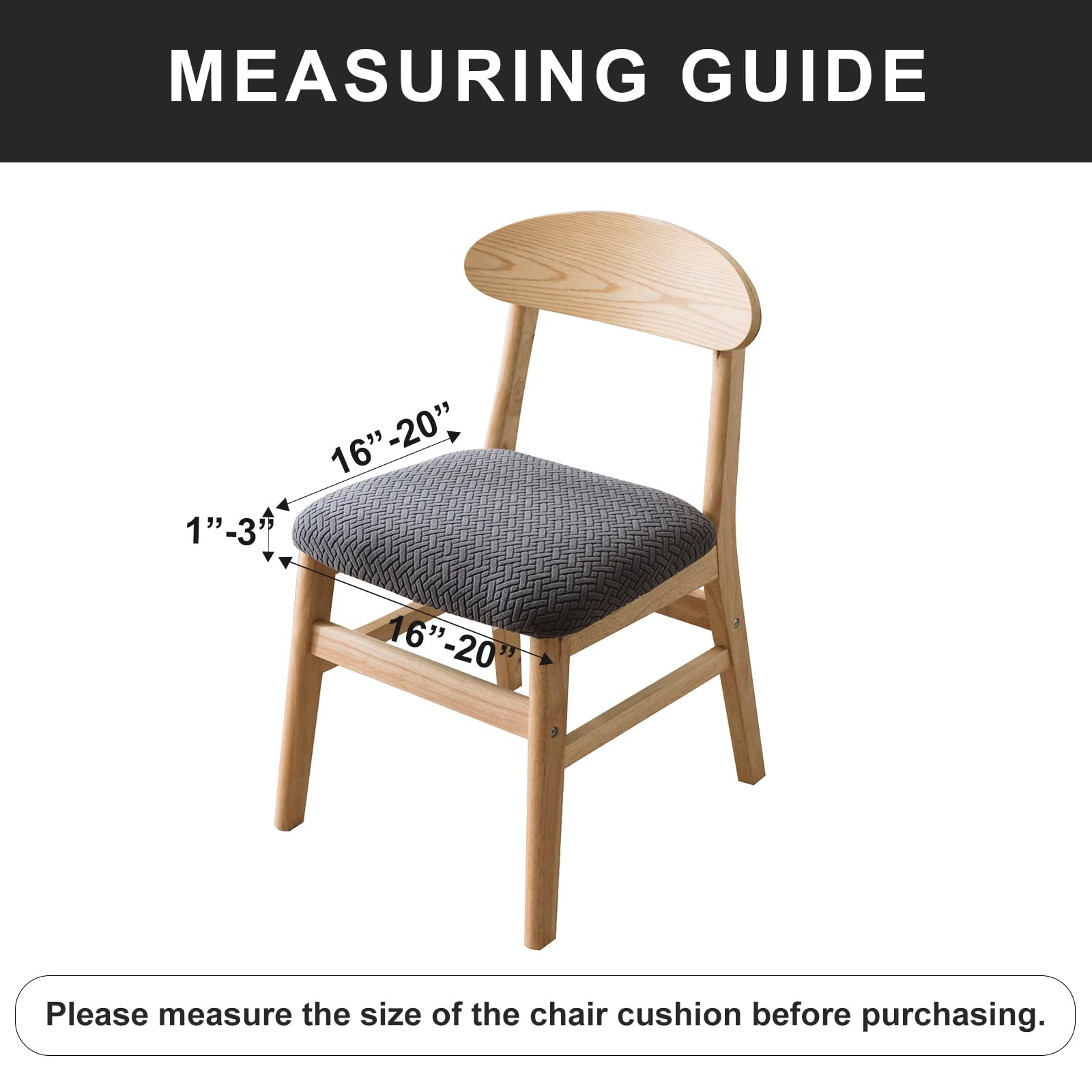 Genina Fundas de asiento para silla de comedor, fundas de asiento de cocina, fundas de silla (gris oscuro, 6 piezas)