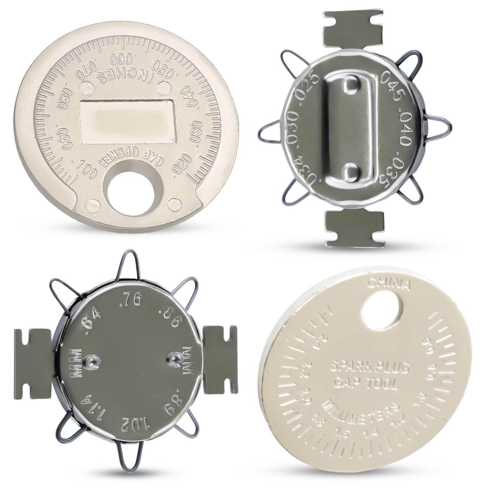 Mtanlo Spark Plug Gap Gauge Set, Easily Measure and Adjust Spark Plug Gaps - SAE Dual Marking and Metric Sizing 0.02 to 0.1 Inch and 0.5 to 2.5 mm