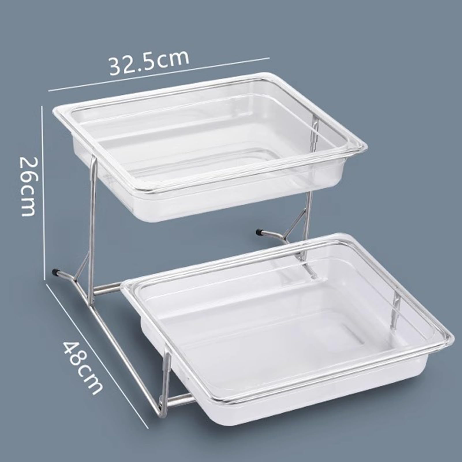 Piatto da portata a 3 ripiani, elegante vassoio da buffet per feste, dessert, frutta e condimenti, argento, 70 x 32 x 18 cm, perfetto per intrattenimento ed eventi