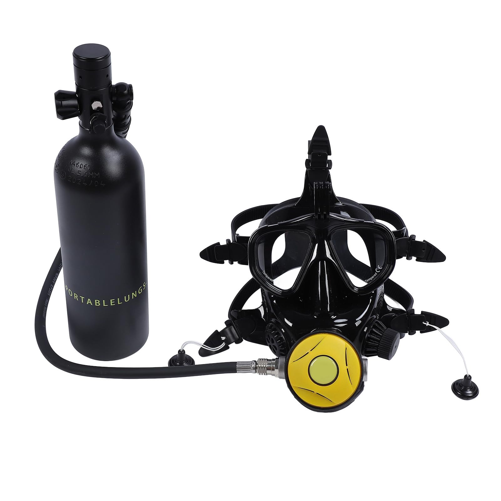 DIDEEP Mini Tanque de Buceo Portátil de 1 Litro con Gafas de Buceo de Cara Completa, Vista Amplia de 180° para Entusiastas de la Exploración Submarina y el Snorkel