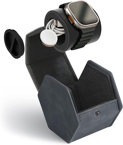 Estuche protector de viaje con 1 ranura para reloj, organizador de relojes de alta calidad, con cuero vegano, almohada ajustable que se adapta a