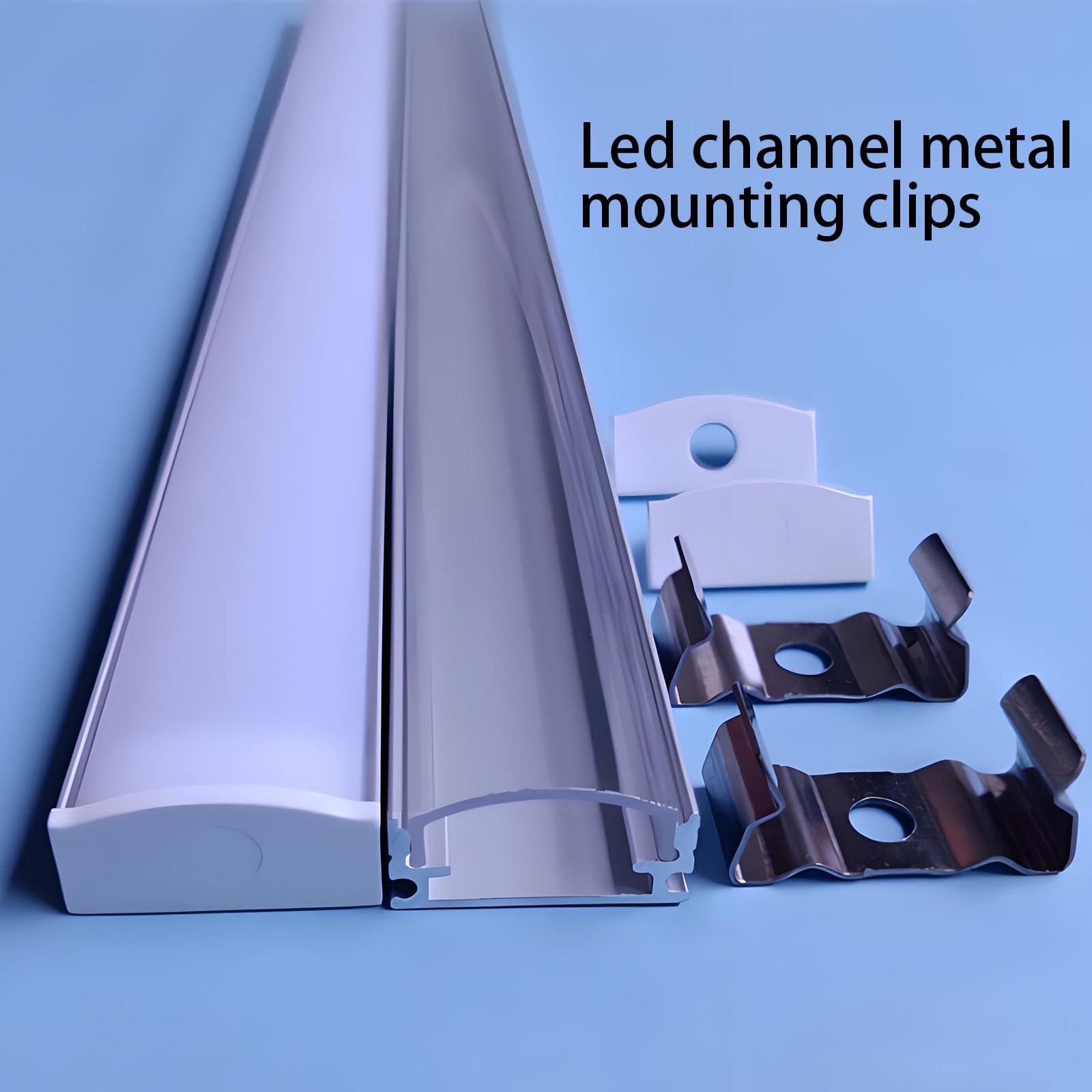 Safycaby 16-Pack LED Channel Mounting Clips & End Caps – Stainless Steel Clamps + Plastic Covers For U-Shaped Aluminum LED Strip Channels (8 Slotted + 8 Solid)