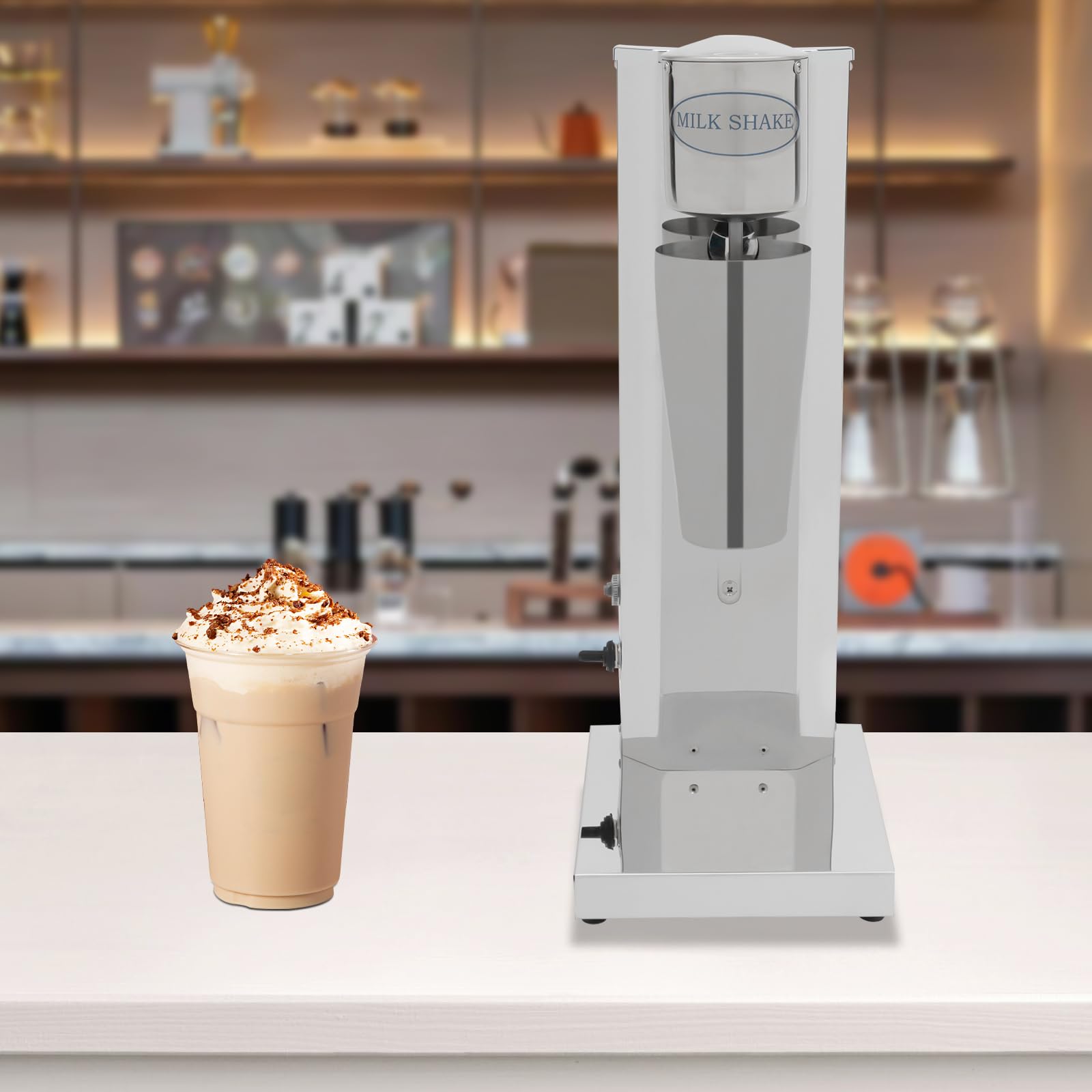 DNYSYSJ 18000rpm Electric Milkshake Maker Drink Mixer,Commercial Single Head Milkshake Mixer Kit W/ 650ml Cup,For Coffee Shops,Beverage Stores, Silver, DN011