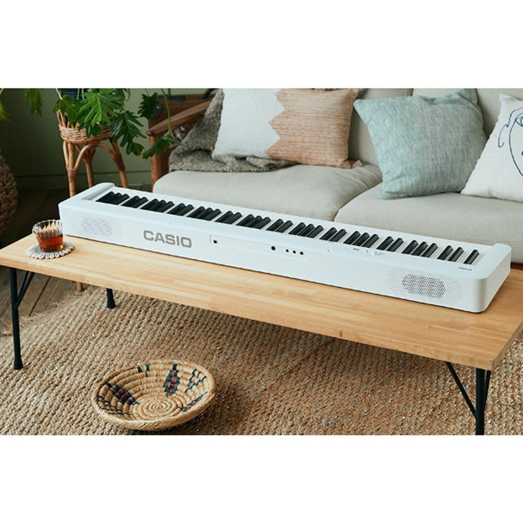 Set Scolastico per Casio CDP-S110 Bianco Piano Digitale 88 Tasti Pesati - Completo di Stand a X, Panchetta Regolabile, Alimentatore e Pedale
