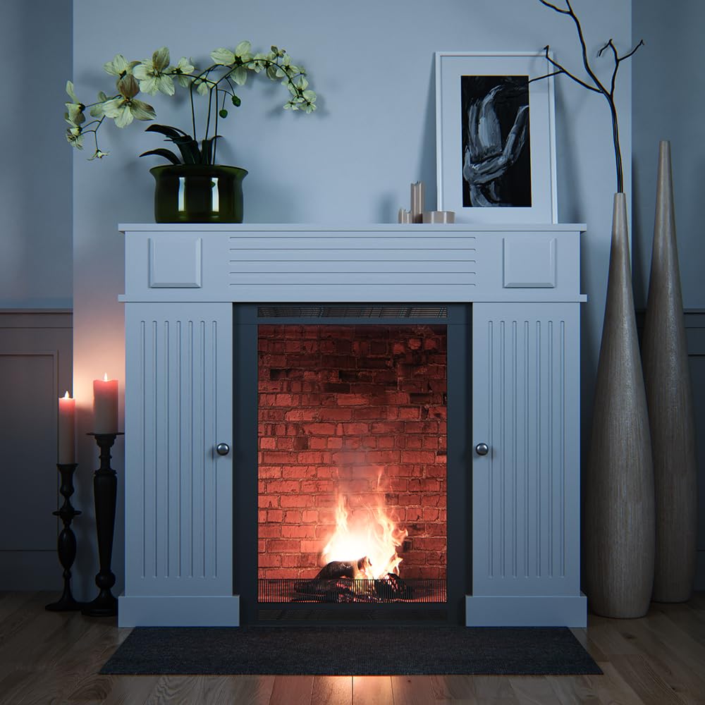 Vicco Marco para Chimenea, Blanco, 119.5 x 103 cm | para el revestimiento decorativo de aberturas de chimenea no utilizadas