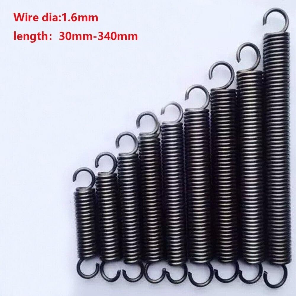 Metal Springs 2pcs/5pcs Wire Dia.1.6mm Expansion Spring Tension Expand Expanding Extending Springs 10mm OD, 60-300mm Long (Size : 1.6 * 10 * 120-2pcs)