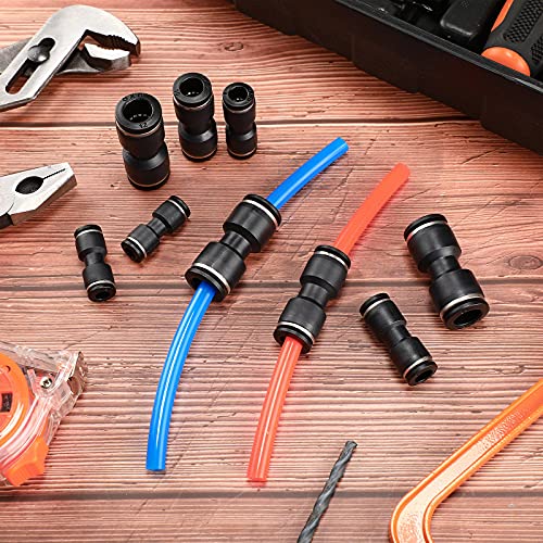 40 Pieces Straight Push Connectors, Push To Connect Fittings Kit Quick Release Pneumatic Connectors Air Line Fittings Connect Air Hose Fittings, 2 Way (Black,1/4 5/16 3/8 1/2) #TOP5