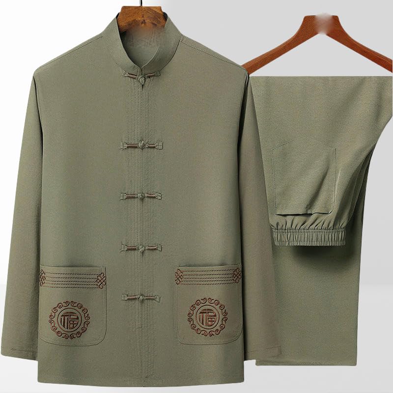 Costume Hanfu homme style chinois manches longues en soie - 2