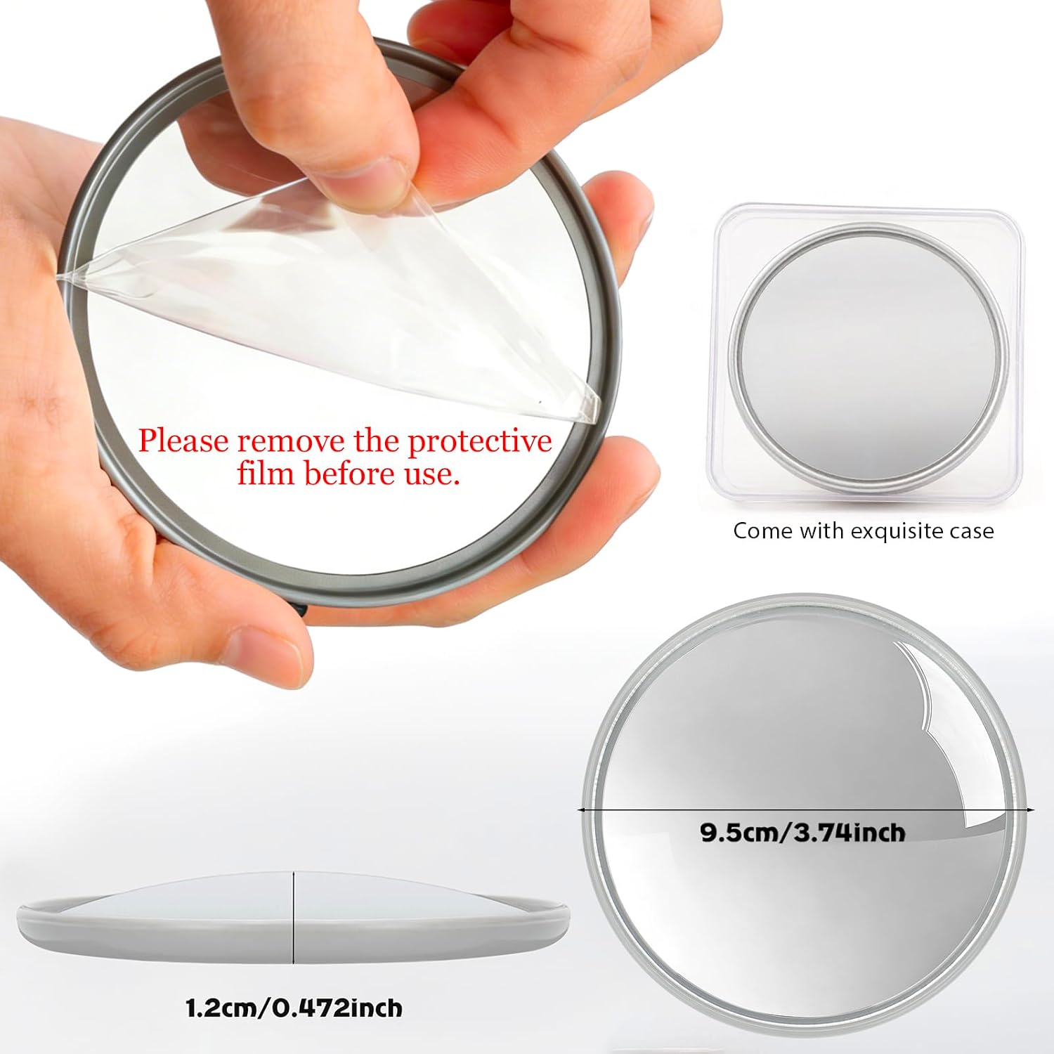Handheld Selfie Convex Mirror - No Need Selfie Stick, Travel Must Have Photography Viewfinder, Gift for Photographer, Portable & Shatter-Resistant, Suitable for Solo/Multi-Person Selfie(3.74in)