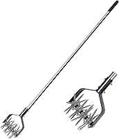 BARAYSTUS Rotary Garden Tiller: Adjustable Long Handle Hand Cultivator for Weeding, Aerating, Soil Mixing & Lawn Reseeding