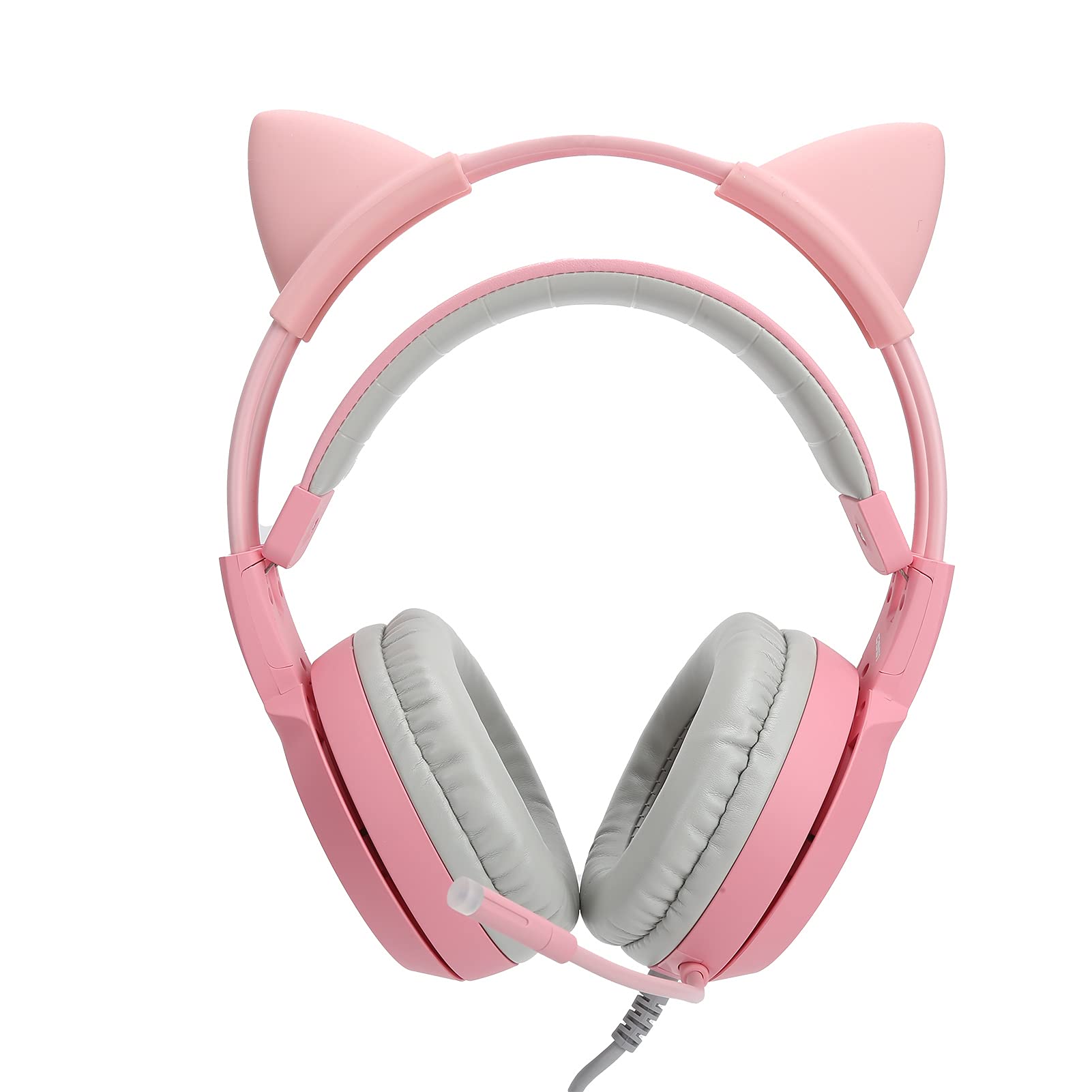 Wakects Słuchawki Gamingowe USB z Mikrofonem, 7.1 Kanał Różowe LED (PINK)