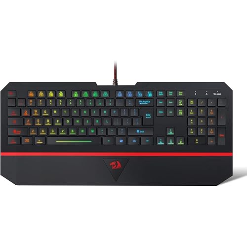 Redragon K502 RGB Gaming Keyboard RGB LED Backlit Illuminated 104 Key Silent Keyboard with Wrist Rest for Windows PC Games (RGB Backlit)