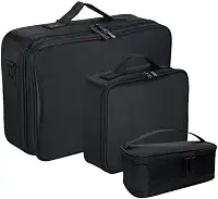 Kit 3 Maleta de Maquiagem Profissional Grande, Média e Pequena Preta com Divisórias BL-1110K