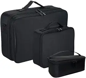 Kit 3 Maleta de Maquiagem Profissional Grande, Média e Pequena Preta com Divisórias BL-1110K