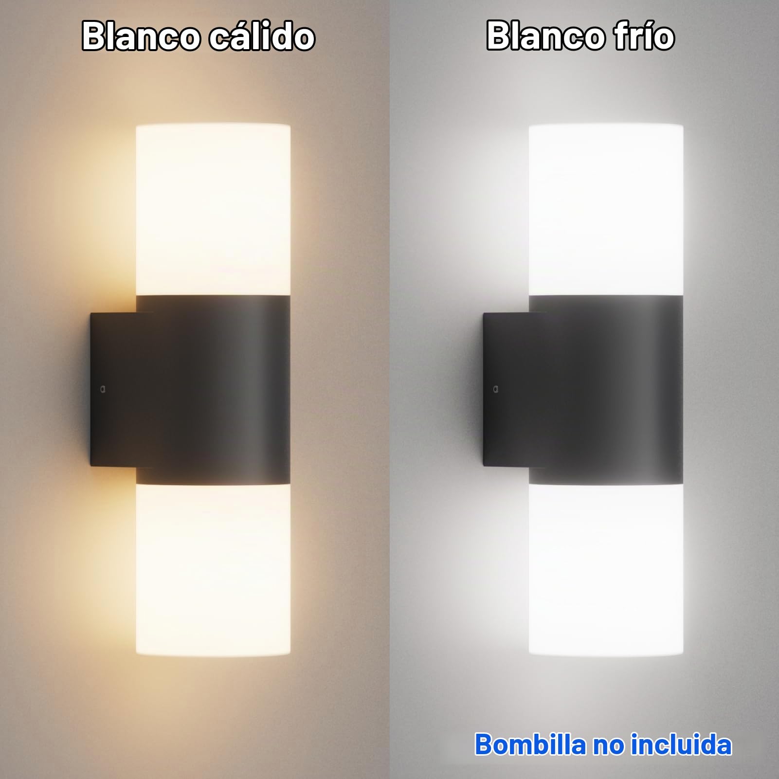 Klighten 2 piezas Aplique de Pared E27 Exterior, Arriba Abajo Lámpara de Pared, IP65 Aplique, Negro, Luz de Pared Interior Aluminio, para Entrada Terraza Jardín, 40W Max, No Incluidas Bombillas
