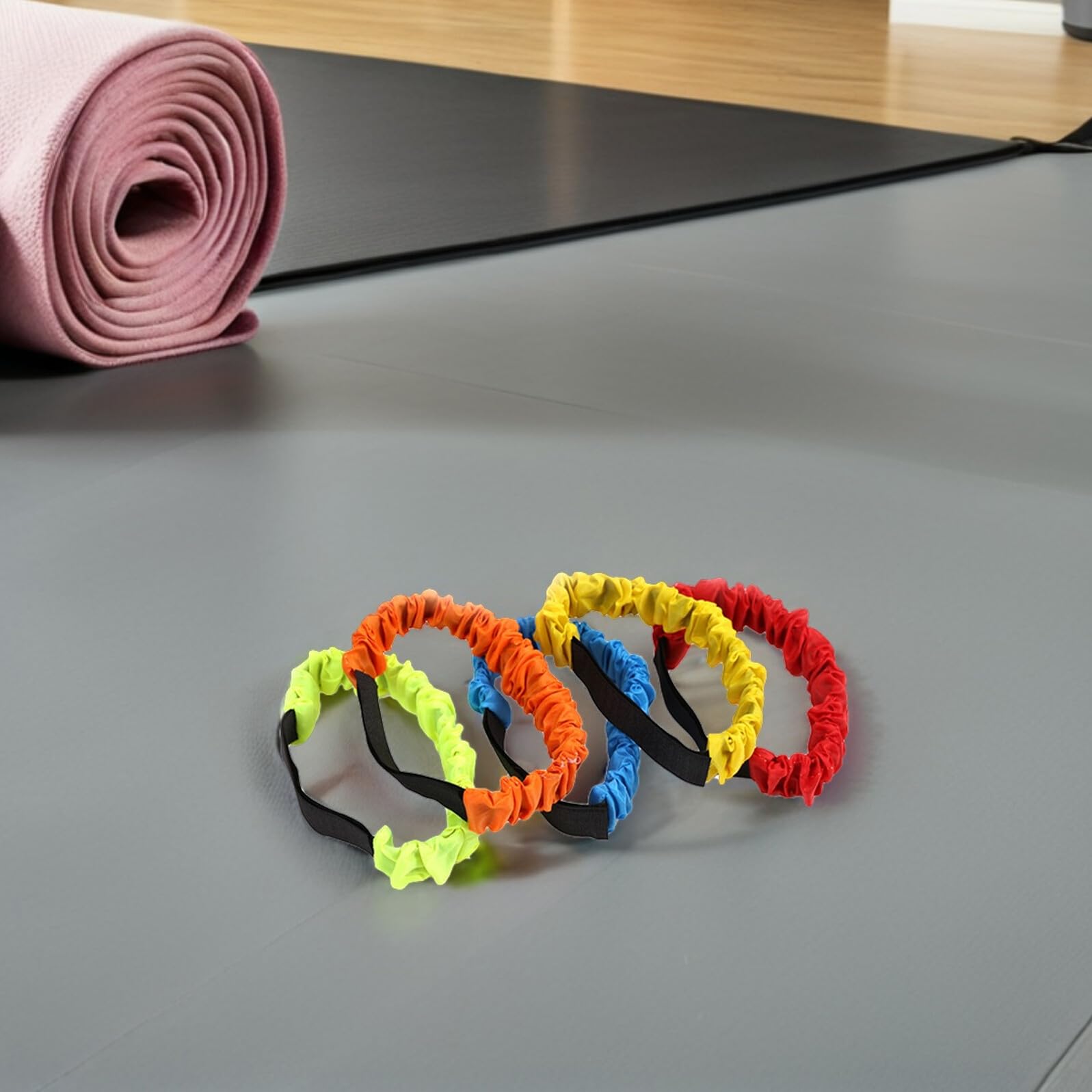 HANABASS 15 Correas Elásticas para Carreras de Tres Piernas 15 Piezas Multicolor Rojo Amarillo Azul Verde Naranja Bandas para Piernas en Juegos de Campo Competencias en Equipo y