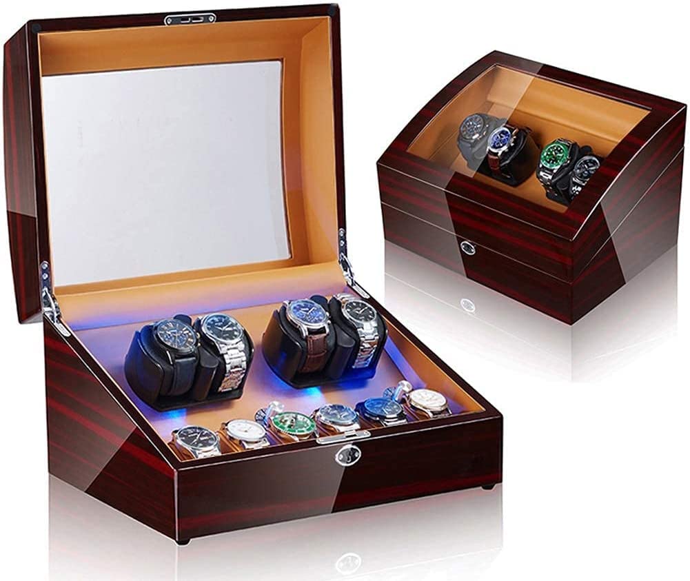 QUSYZD Watch Automatic Watch Winder Box 4+6 Storage Display Box Case with Extremely Silent Motor and 5 Rotation Modes,