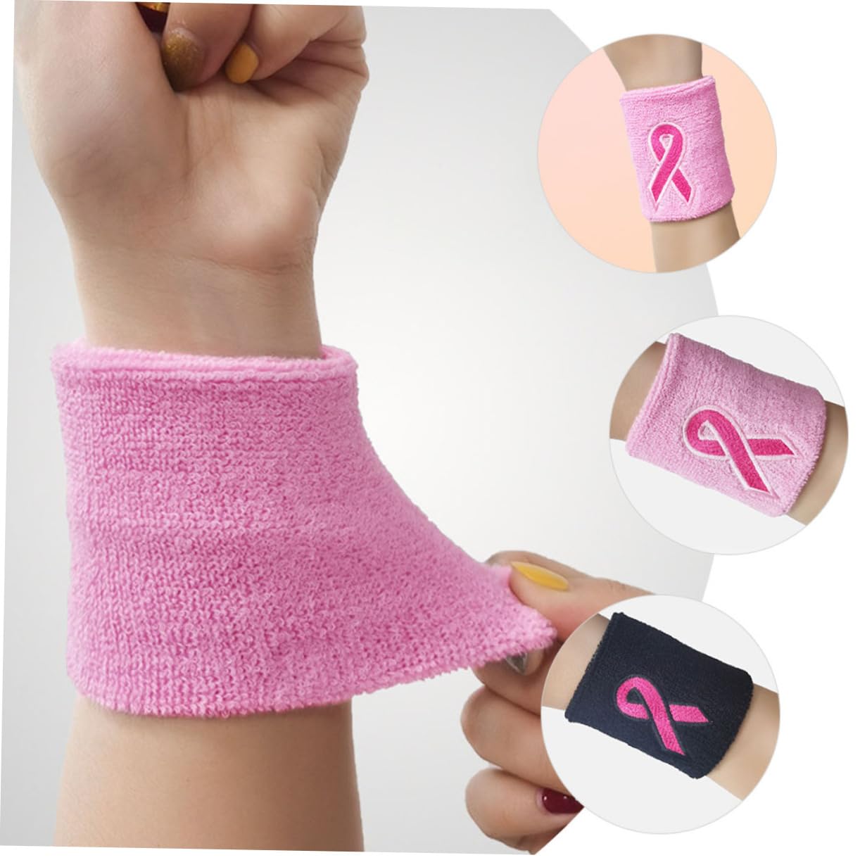 Lot de Bracelets De Poignet Respirants pour Fitness Supports De Poignet Transpiration pour Sensibilisation Cancer du Sein pour Course Basketball Et