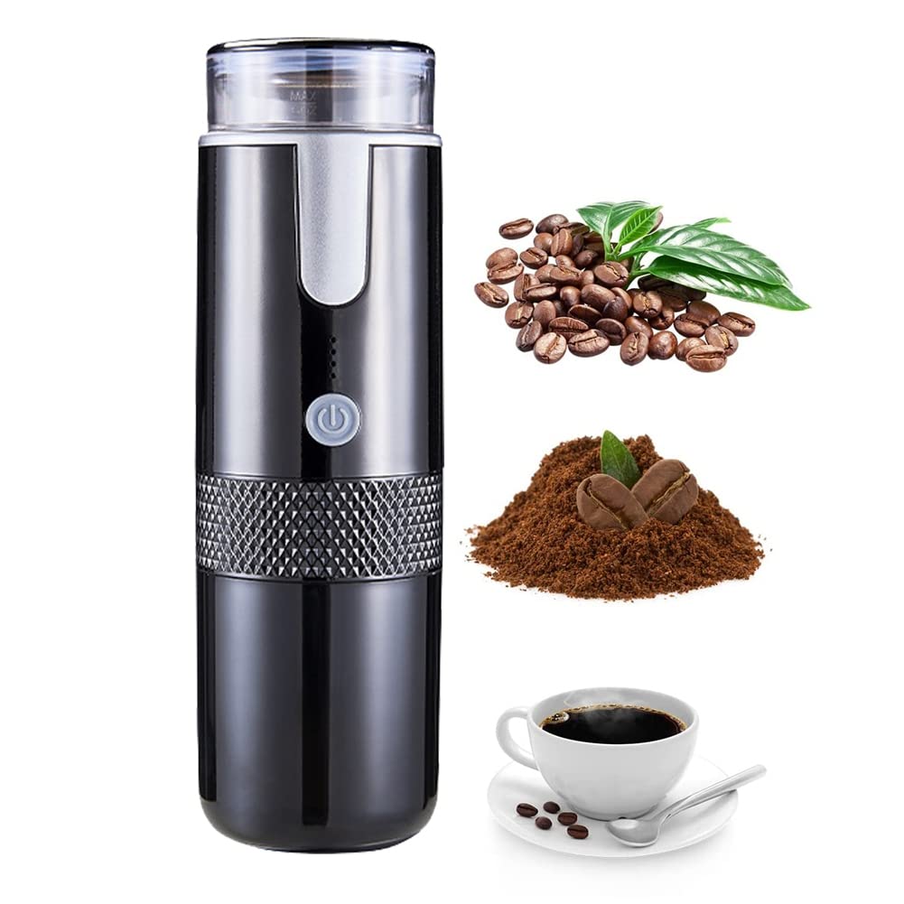 Cafetera ElectróNica MáQuina de Espresso Recargable Cafetera PortáTil para AutomóVil Hacer Café Molido y Espresso Viajes Camping