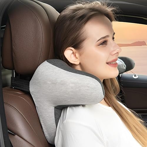 Miniatura 1 de ITODA Almohada para el cuello del coche, almohada de espuma viscoelástica para reposacabezas de coche, cómoda y ajustable, cojín de apoyo para el