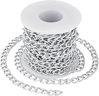 PHPandaHall 16.4ft Silver Plated Aluminum Curb Chain Twisted Links on Spool - Lightweight DIY Jewelry Making for Bracelets Necklaces