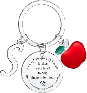 BESPMOSP Personalized Teacher Gifts Graduation Gifts Teacher Appreciation Gifts Keyring With Initial Teachers Day Gifts (S)