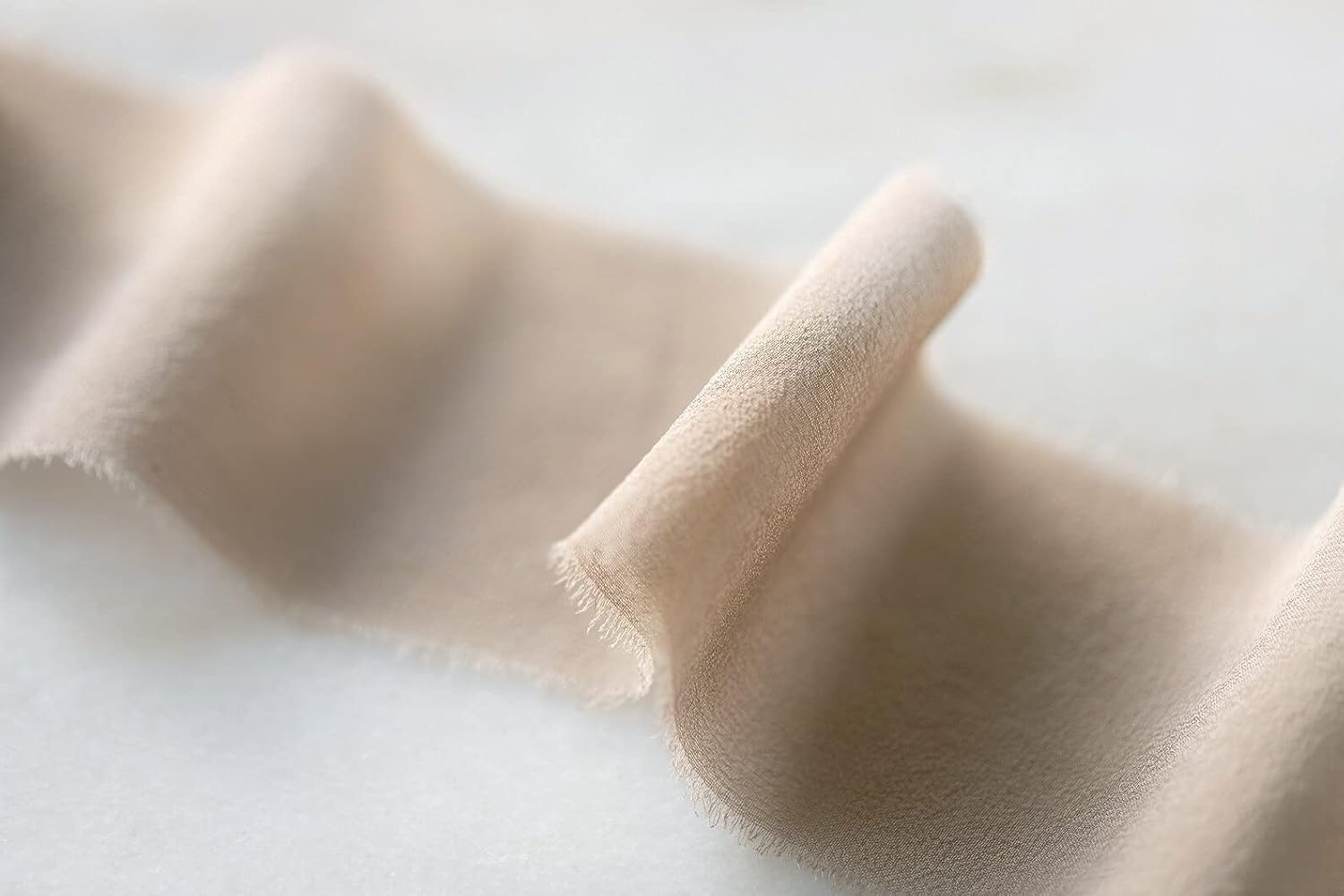 Frayed Chiffon Ribbon Nude 15 Yd 2 inch Wide Chiffon Ribbon for Wedding Bouquets, Gift Wrapping(Per Roll 5.5 Yd)