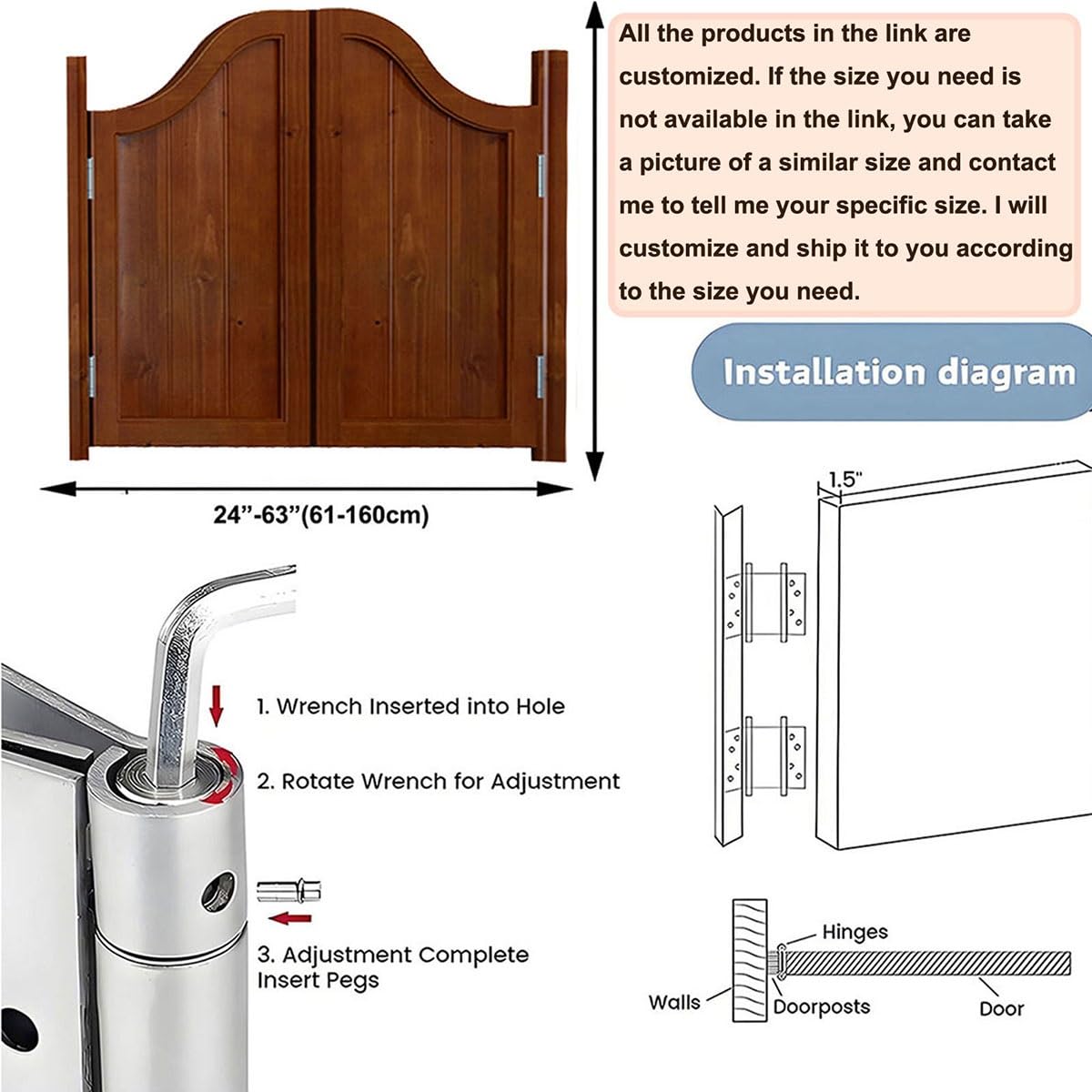 Caffè Bar Porta Saloon in Legno, Porta Battente Interno, Porte Oscillanti per caffè, Porte a Mezza Vita Porte Divisoria per scale da cucina Negozio Bar
