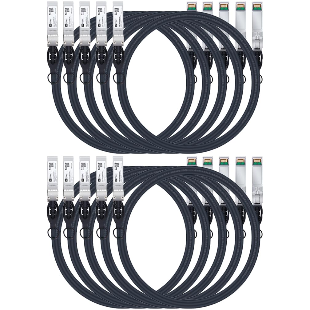 H!Fiber SFP+ Cable, 10G SFP+ DAC, 0.5M(1.64ft), Passive Direct Attach Copper Twinax Cable for Cisco SFP-H10GB-CU0.5M, Ubiquiti UniFi UC-DAC-SFP+, Meraki, Mikrotik, Intel, Fortinet, Netgear, 0.25m-7m — Amazon image 17