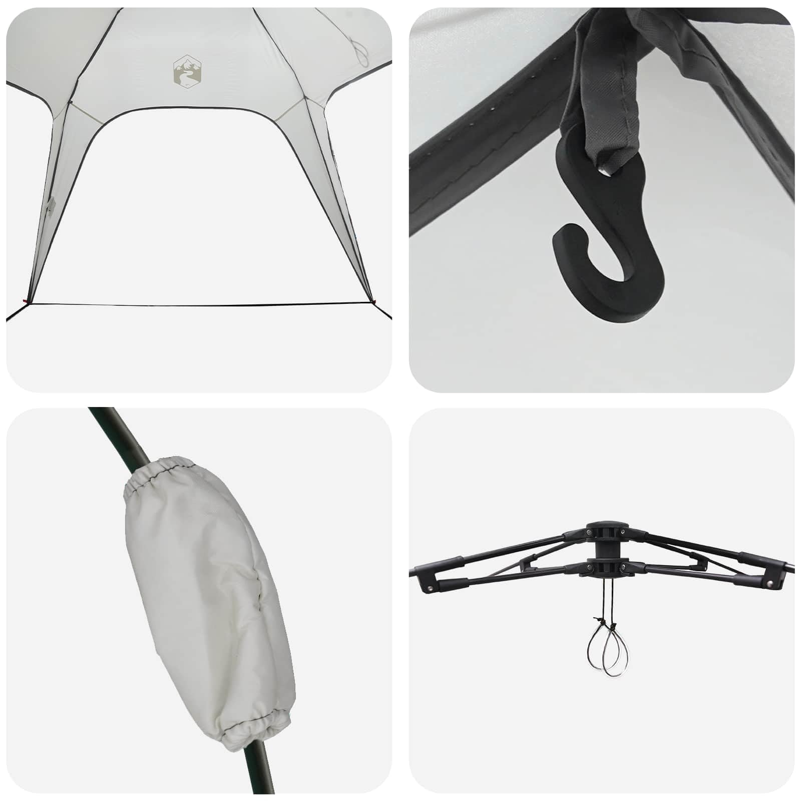 Tienda de campaña instantánea para 4 Personas, liberación rápida, Gris, 260 x 260 x 197 cm, Tienda de campaña para Exteriores, Ligera, Refugio Solar, fácil de Instalar, Adecuada para Picnic