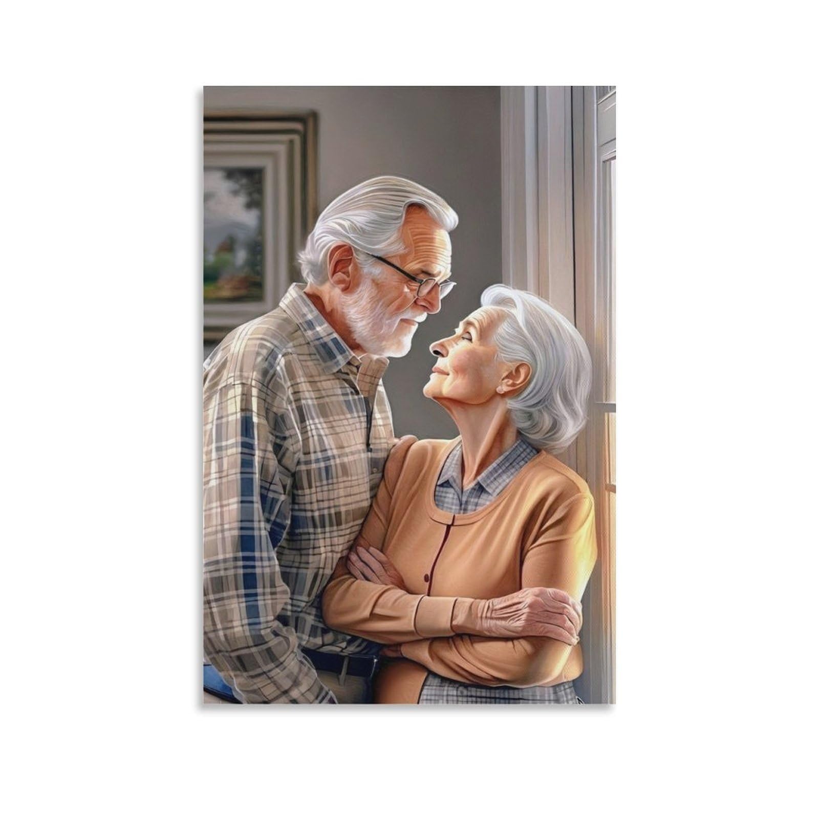 DHBANEIOK Elderly Couple Love Poster Artwork Giclee Canvas Prints Modern Canvas Wall Art Picture Wall Hanging for Living Room Bedroom Home Decorations 12x18inch(30x45cm)