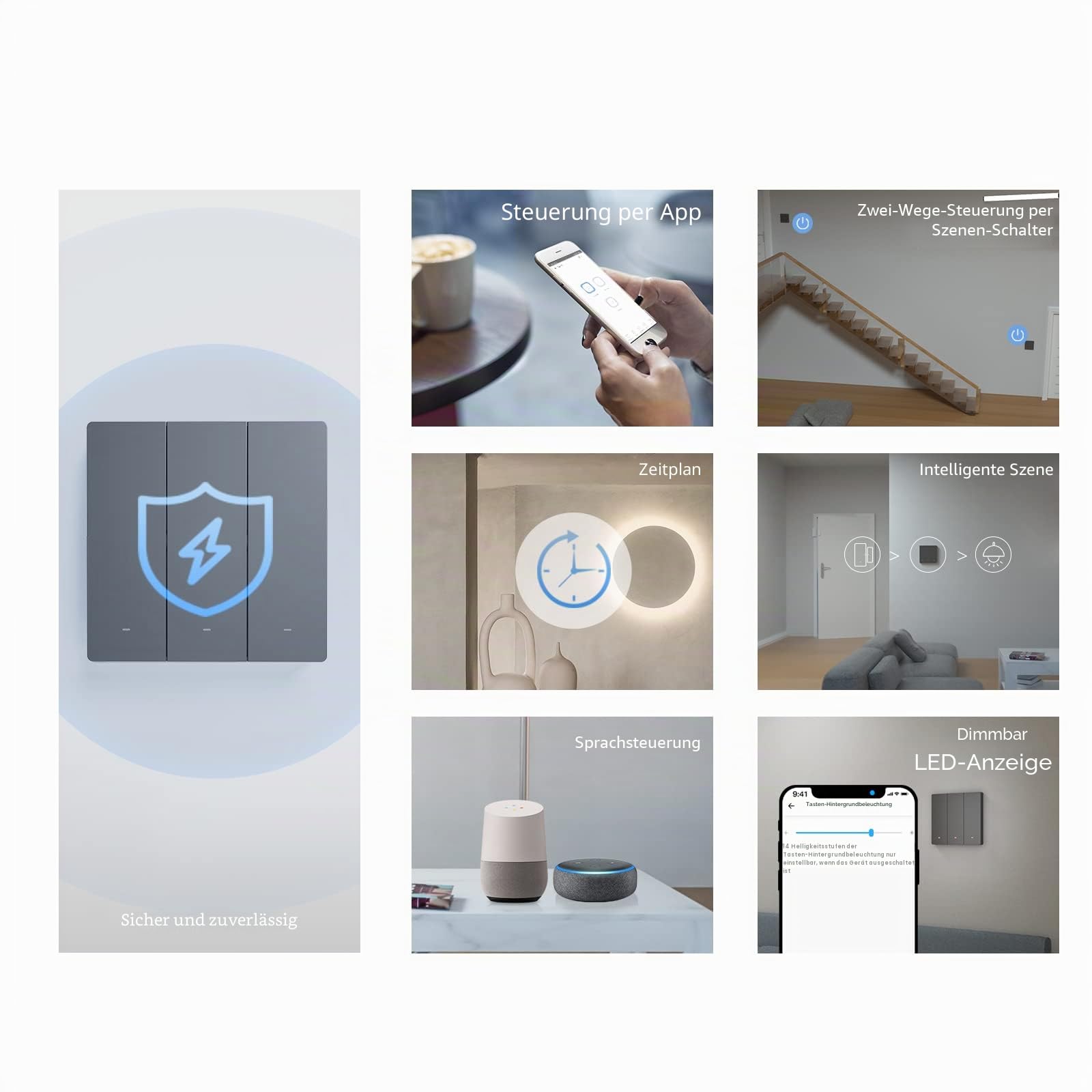SONOFF Smart Wandschalter,Smart Wlan Lichtschalter,M5-2C-86 2 Gang Smart Home Schalter vom Typ 86,Physische Tasten Schalter,kompatibel mit Alexa,Google Home.Bluetooth Fast Pairing